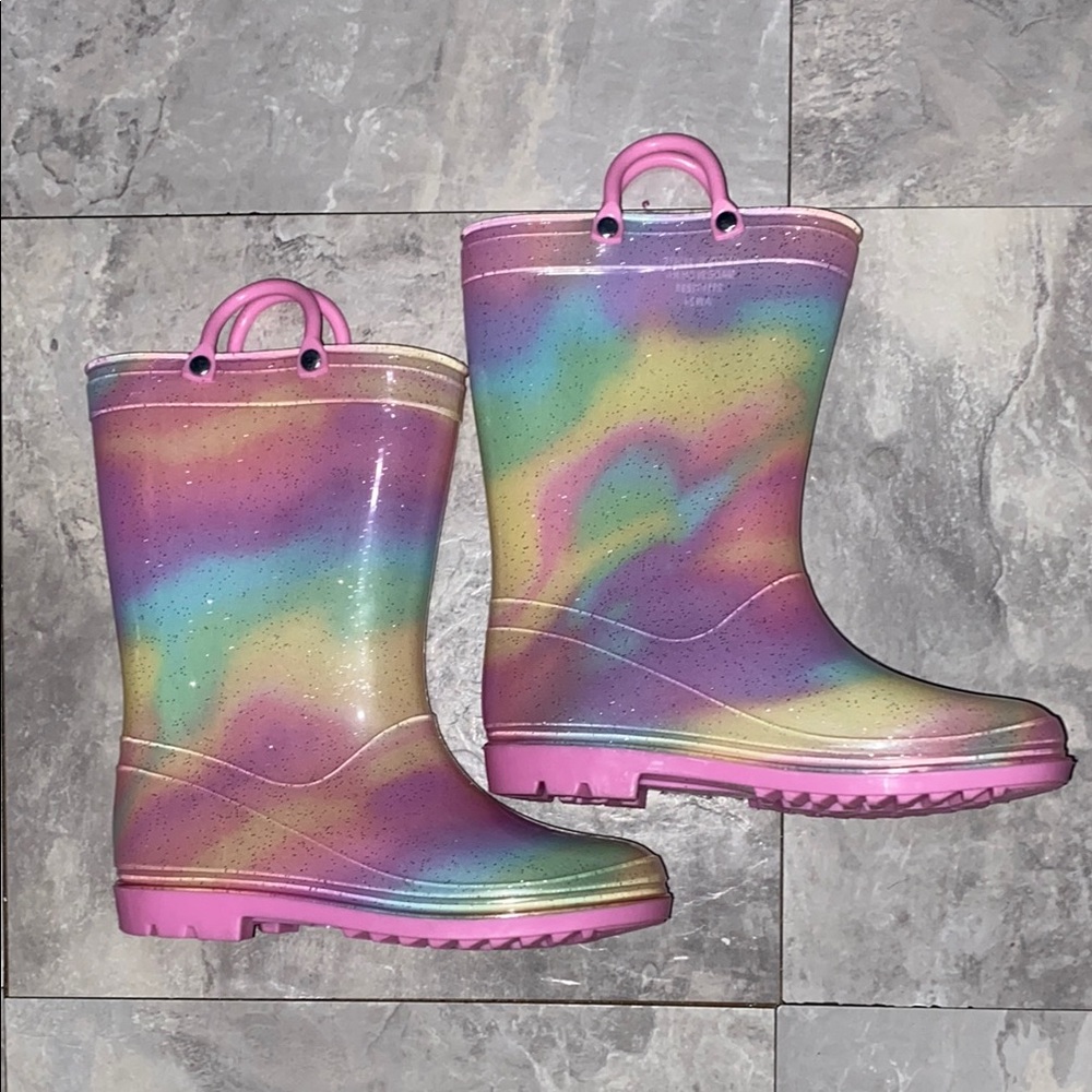 Rainbow Glitter Rain Boots primark size 13c toddler girl shoe little girl